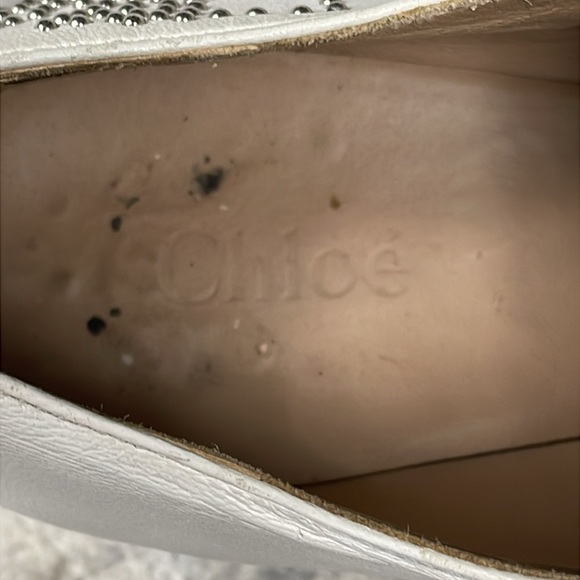 Chloe Leather Studded Buckle Strap Short Susanna Shoes White Ivory Sz 37 - Picture 7 of 13